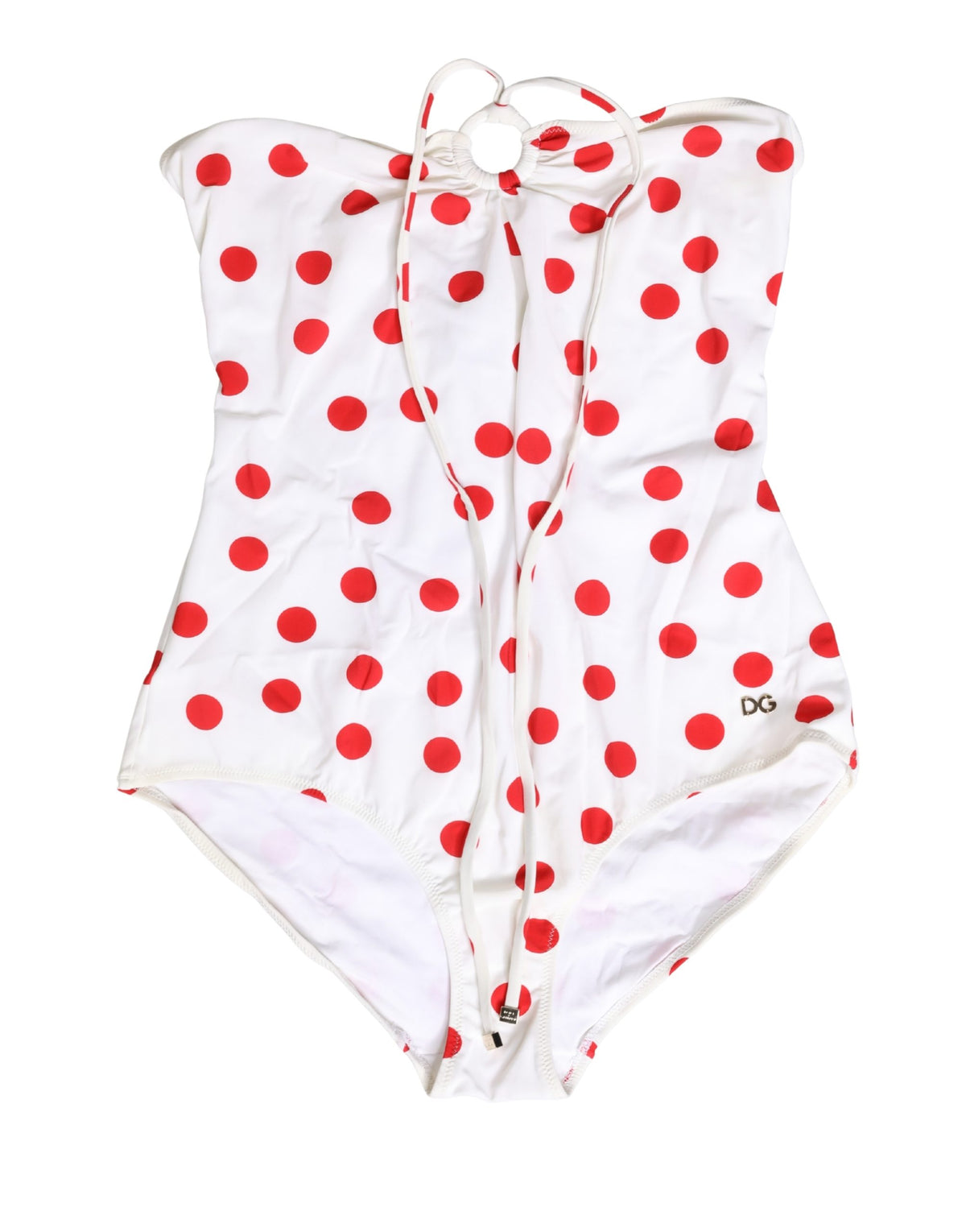 Dolce & Gabbana Weißer Polka Dot Einteiler Badeanzug Bademode