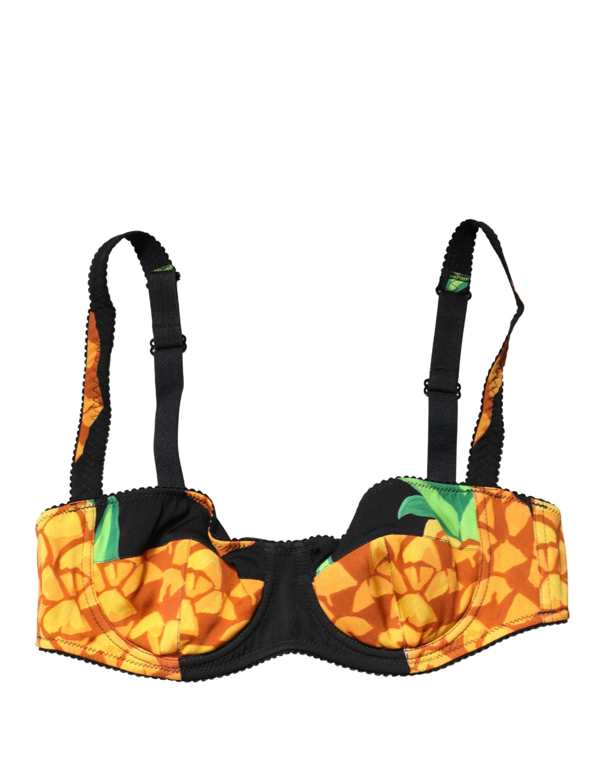 Dolce & Gabbana Schwarzer Ananas-Seiden-Balconette-BH Unterwäsche
