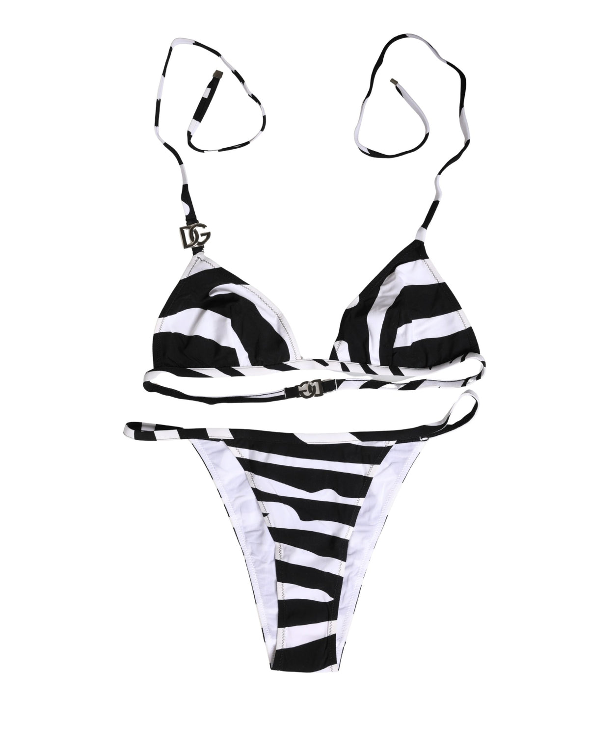 Dolce & Gabbana Schwarz Weiß Zebra Bikini Top Höschen Bademode