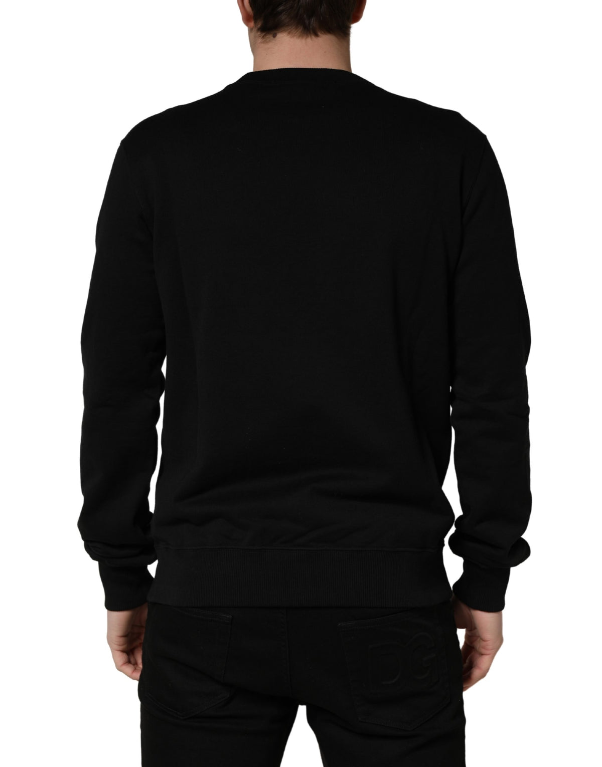 Dolce & Gabbana Schwarzes besticktes Baumwoll-Sweatshirt