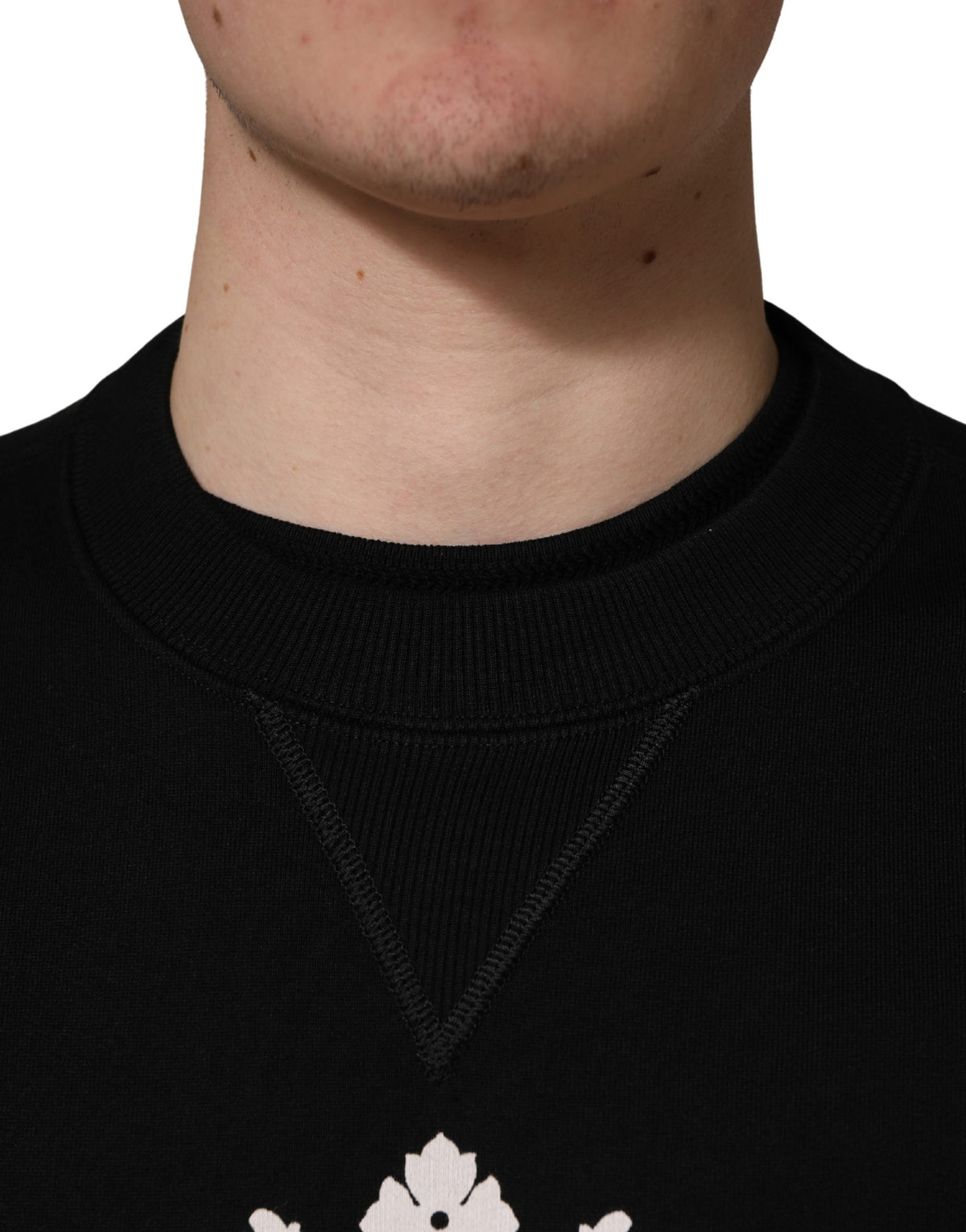 Dolce & Gabbana Schwarzes besticktes Baumwoll-Sweatshirt