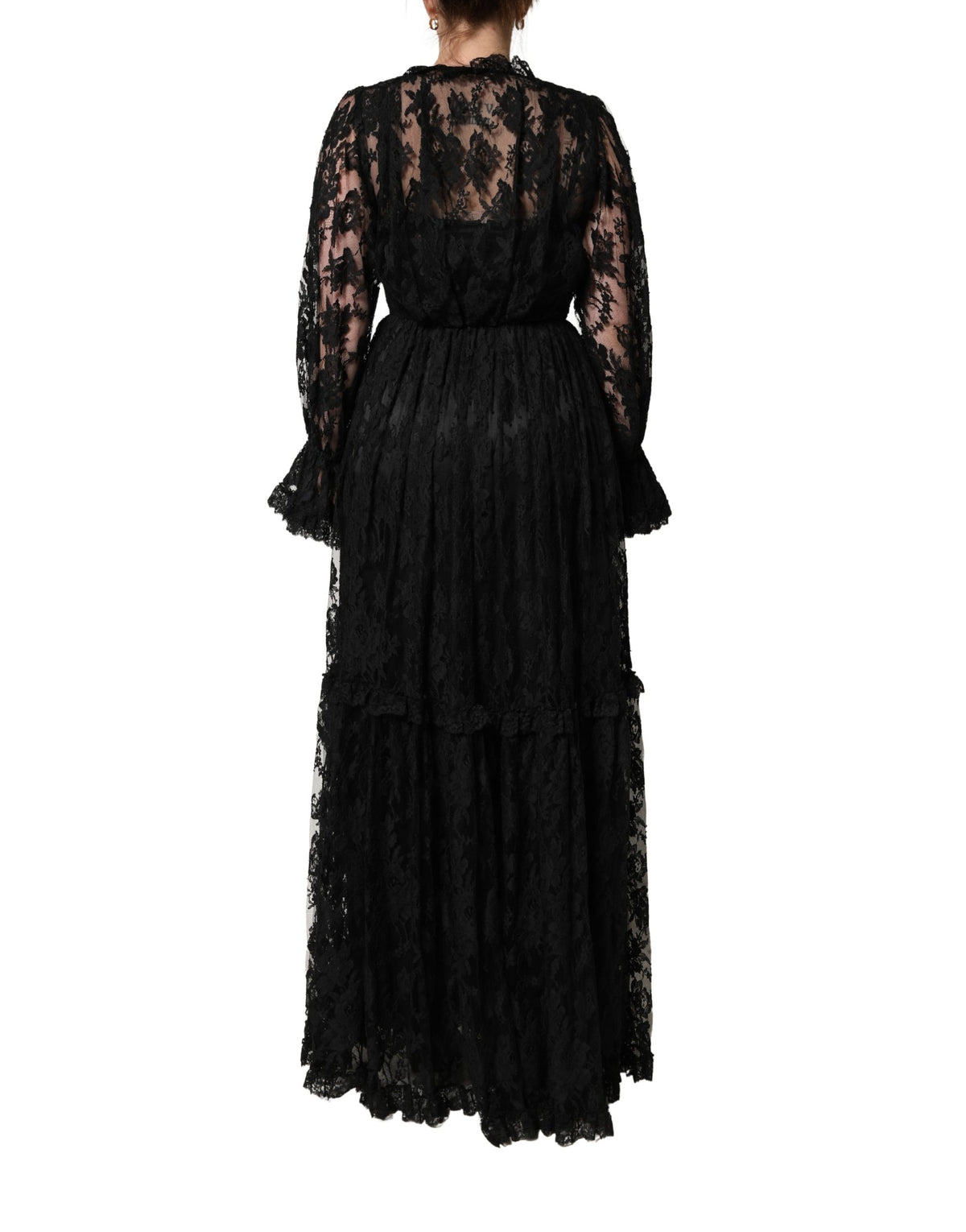 Dolce & Gabbana Schwarzes Spitzen-A-Linien-Abendkleid