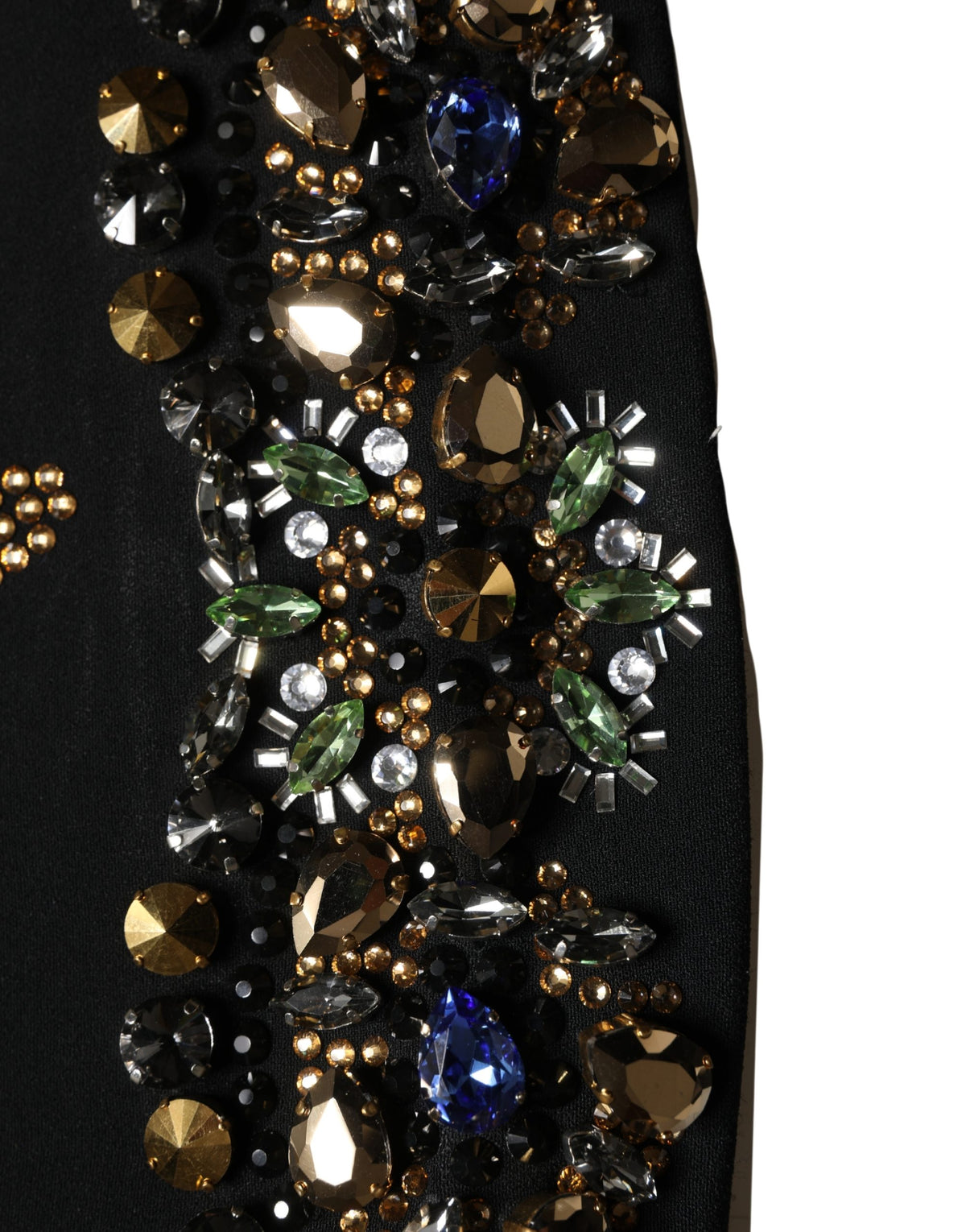 Dolce & Gabbana Schwarzes ärmelloses Kleid mit floralen Perlenverzierungen