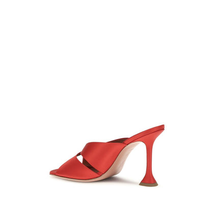 Amina Muaddi Multicolor Silk Stiletto Heel Sandals