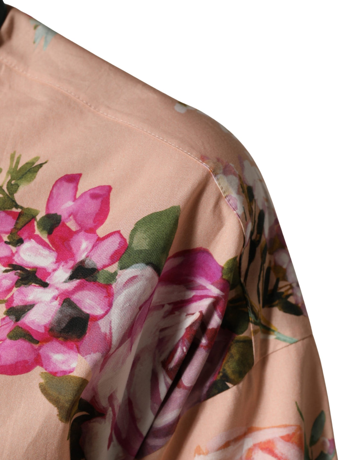Dolce & Gabbana Rosa Blumen Baumwollhemd mit Knopfleiste