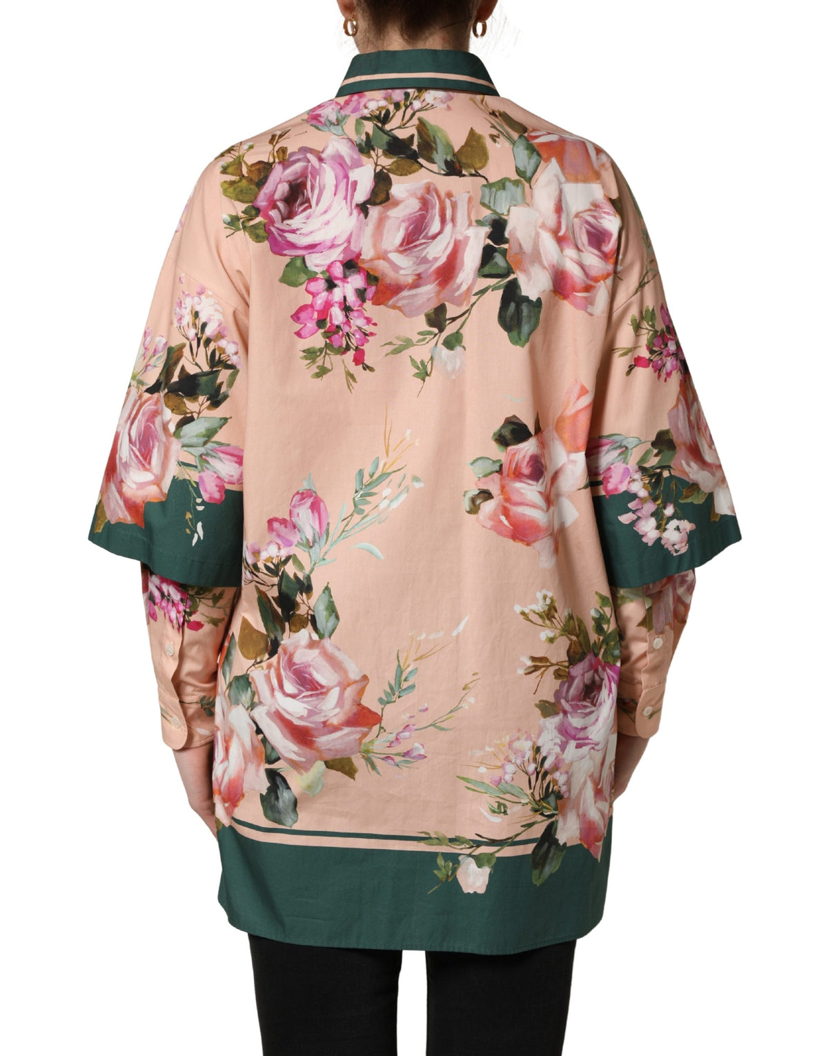 Dolce & Gabbana Rosa Blumen Baumwollhemd mit Knopfleiste