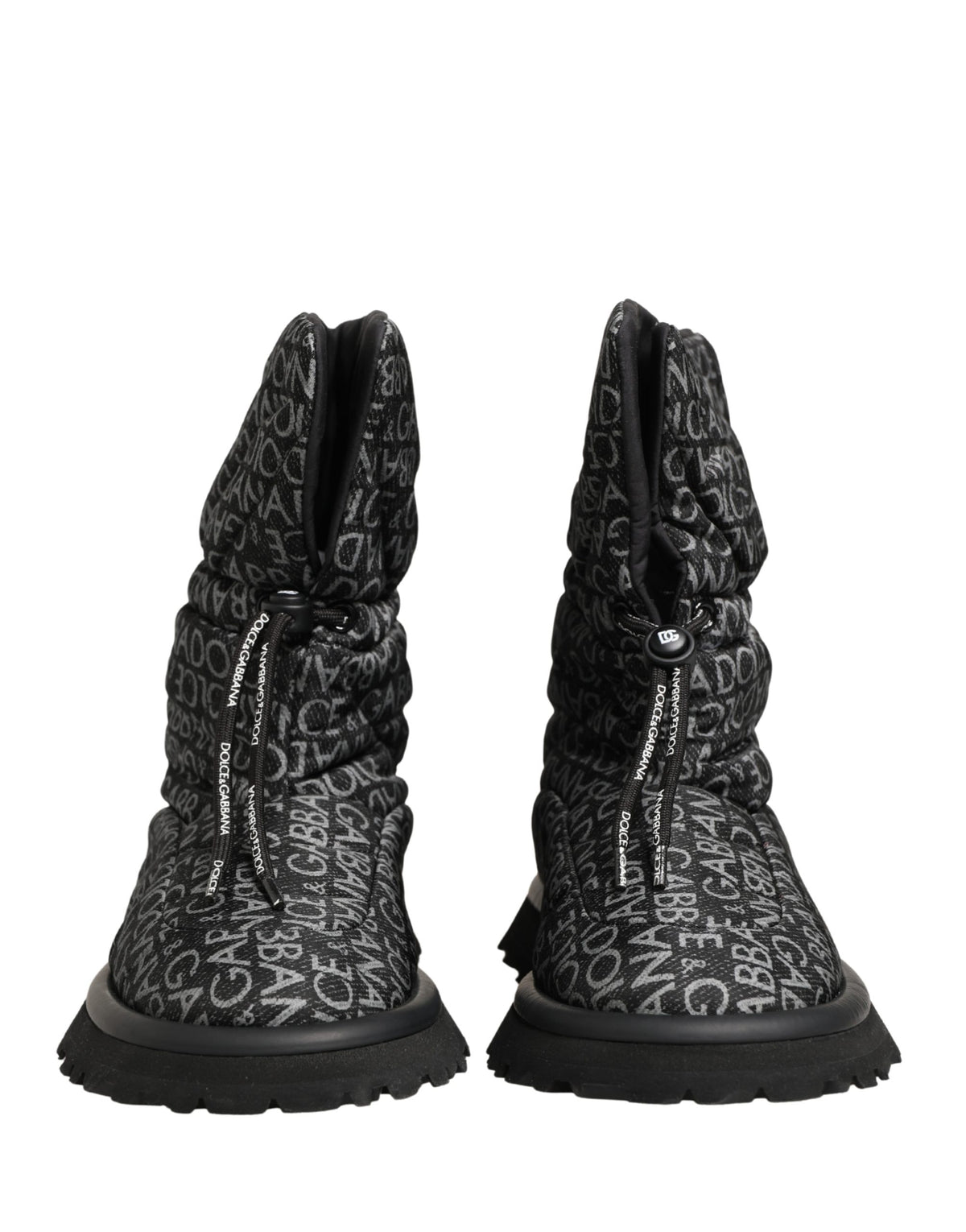 Dolce & Gabbana Schwarze Logo-Print-Schnürschneestiefel Schuhe