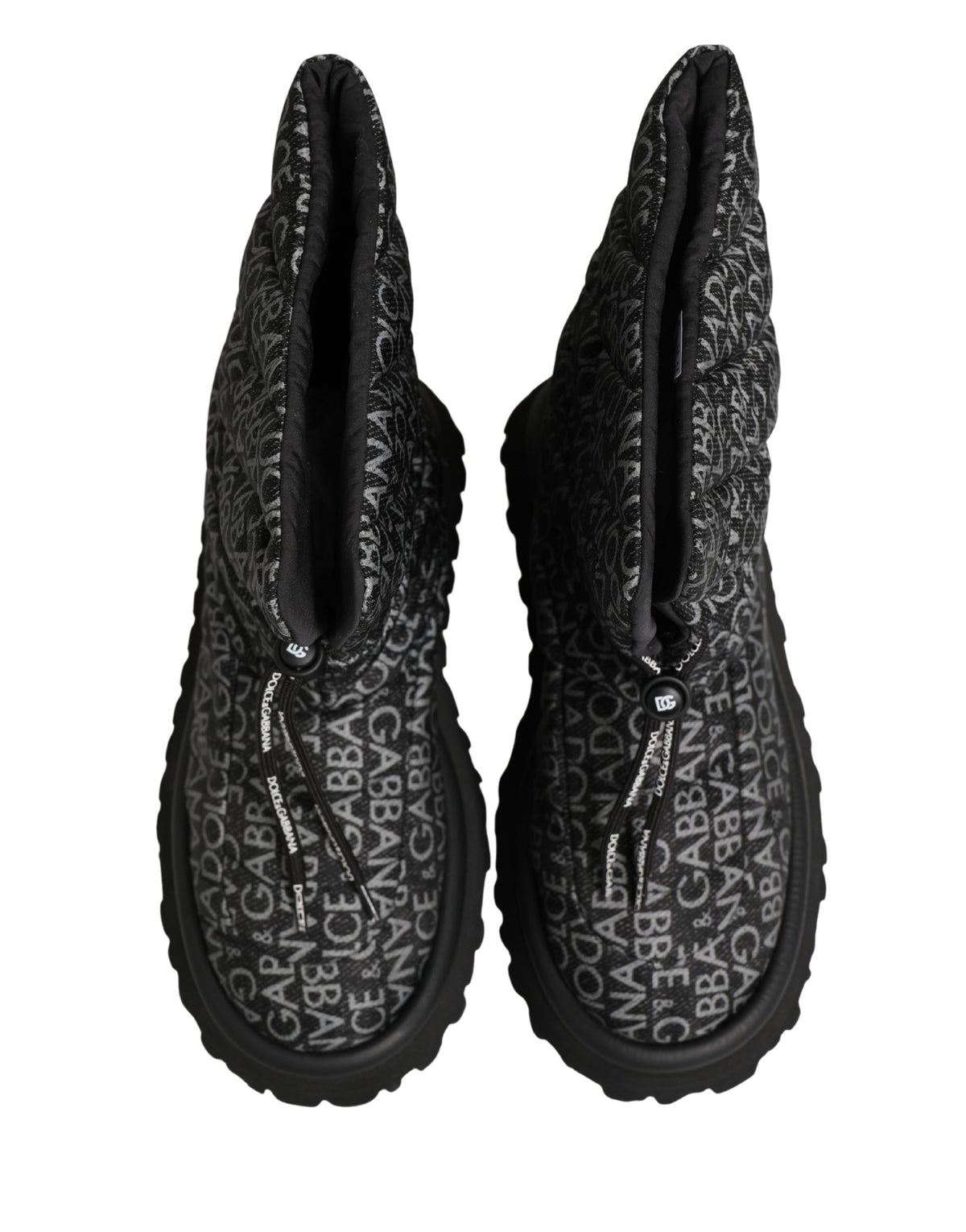 Dolce & Gabbana Schwarze Logo-Print-Schnürschneestiefel Schuhe