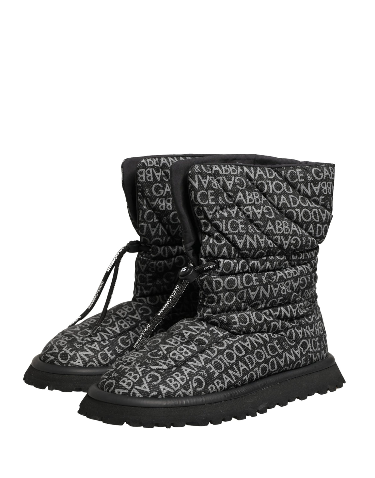 Dolce & Gabbana Schwarze Logo-Print-Schnürschneestiefel Schuhe