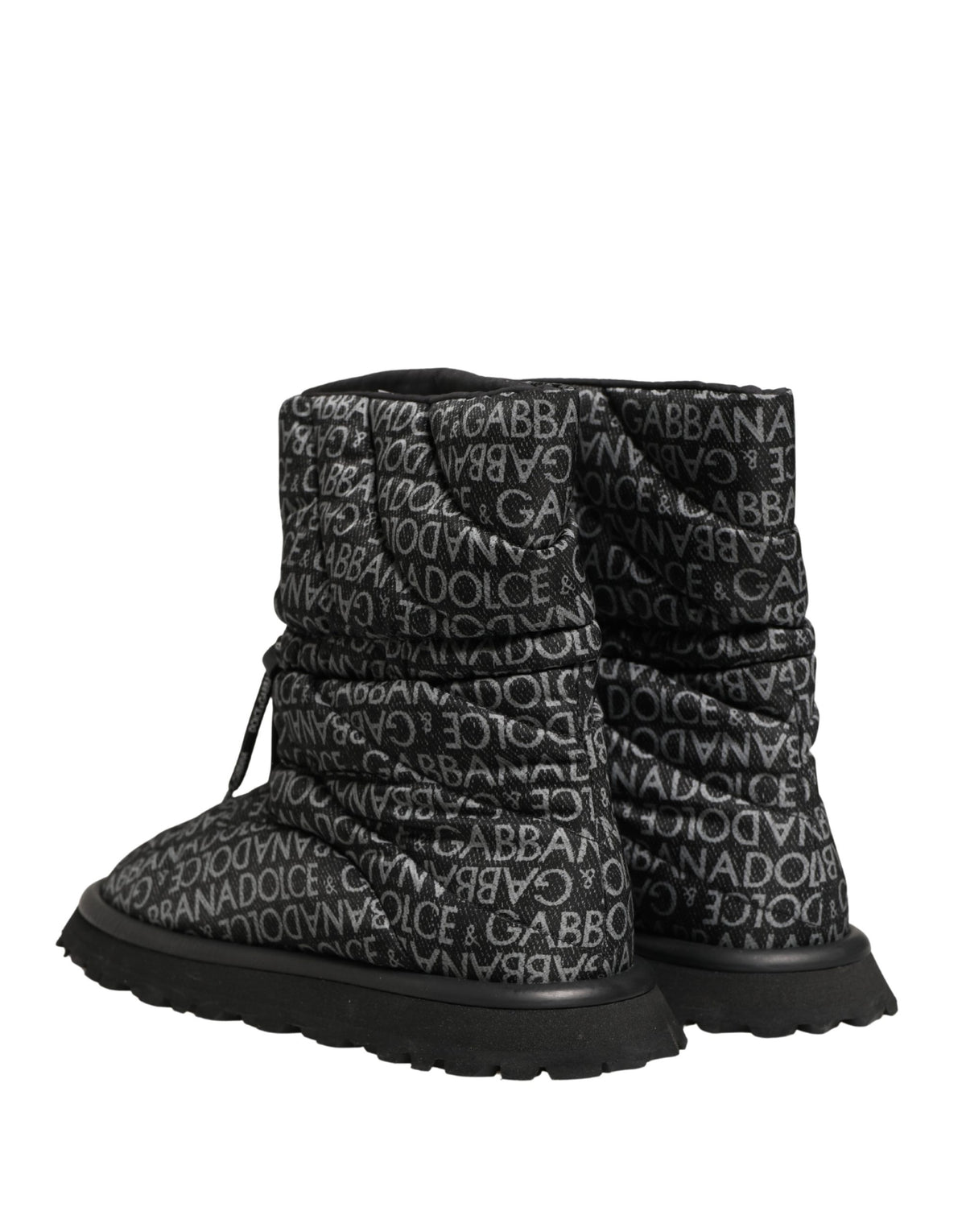 Dolce & Gabbana Schwarze Logo-Print-Schnürschneestiefel Schuhe
