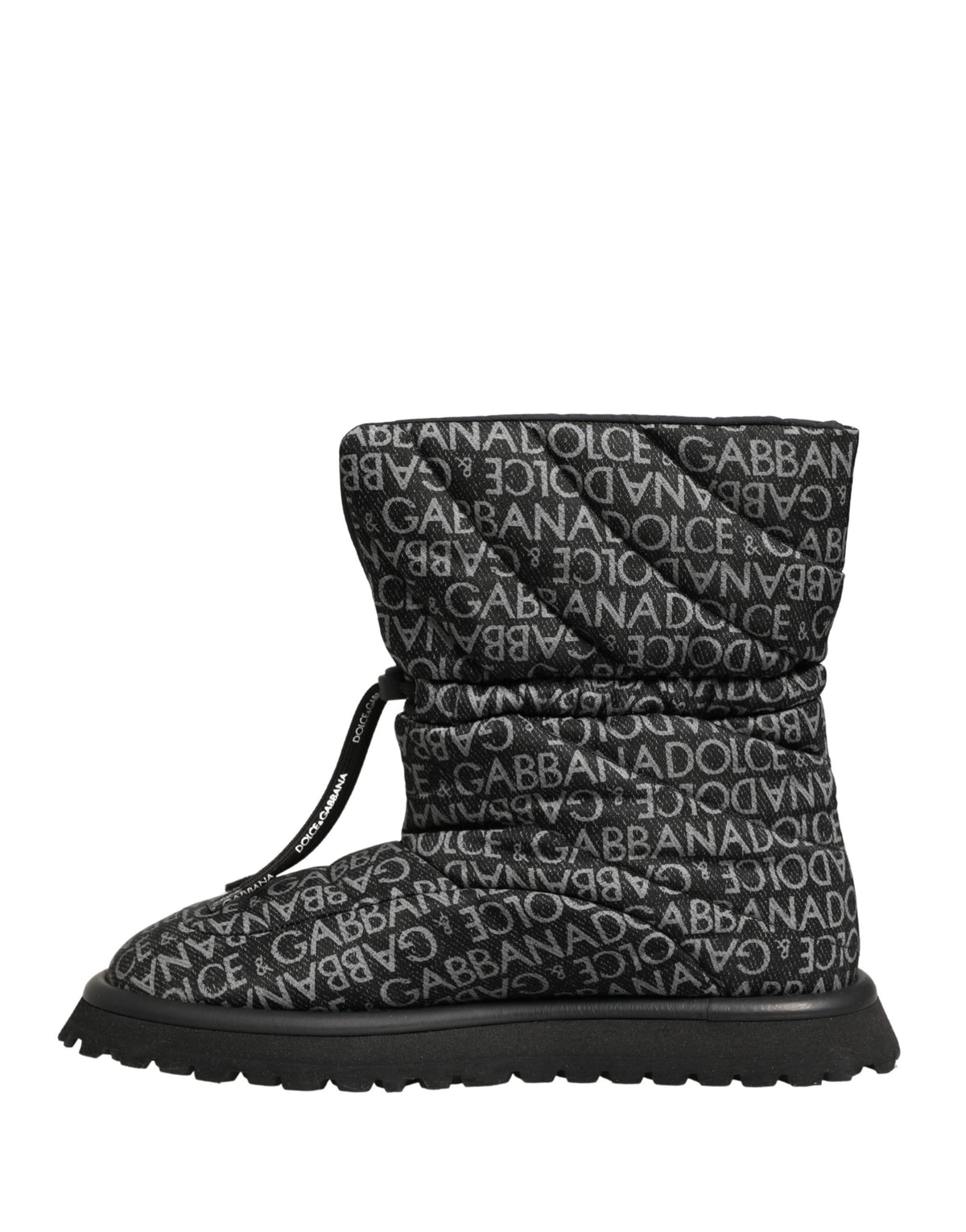 Dolce & Gabbana Schwarze Logo-Print-Schnürschneestiefel Schuhe