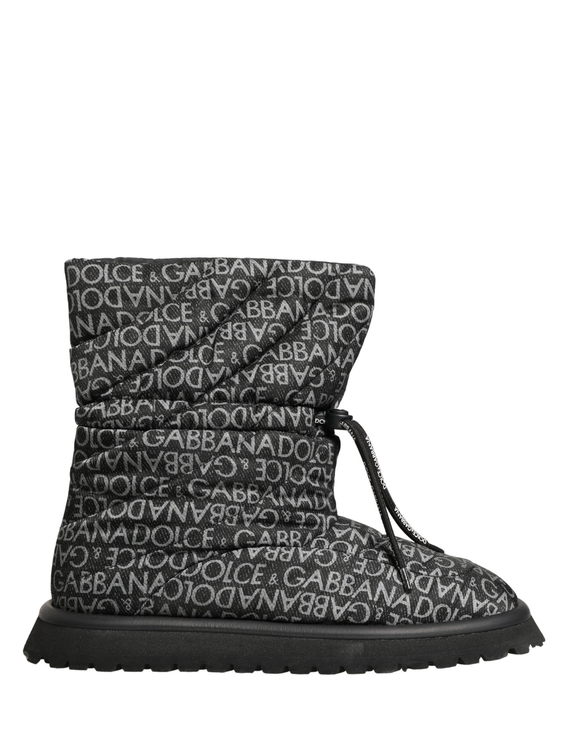 Dolce & Gabbana Schwarze Logo-Print-Schnürschneestiefel Schuhe