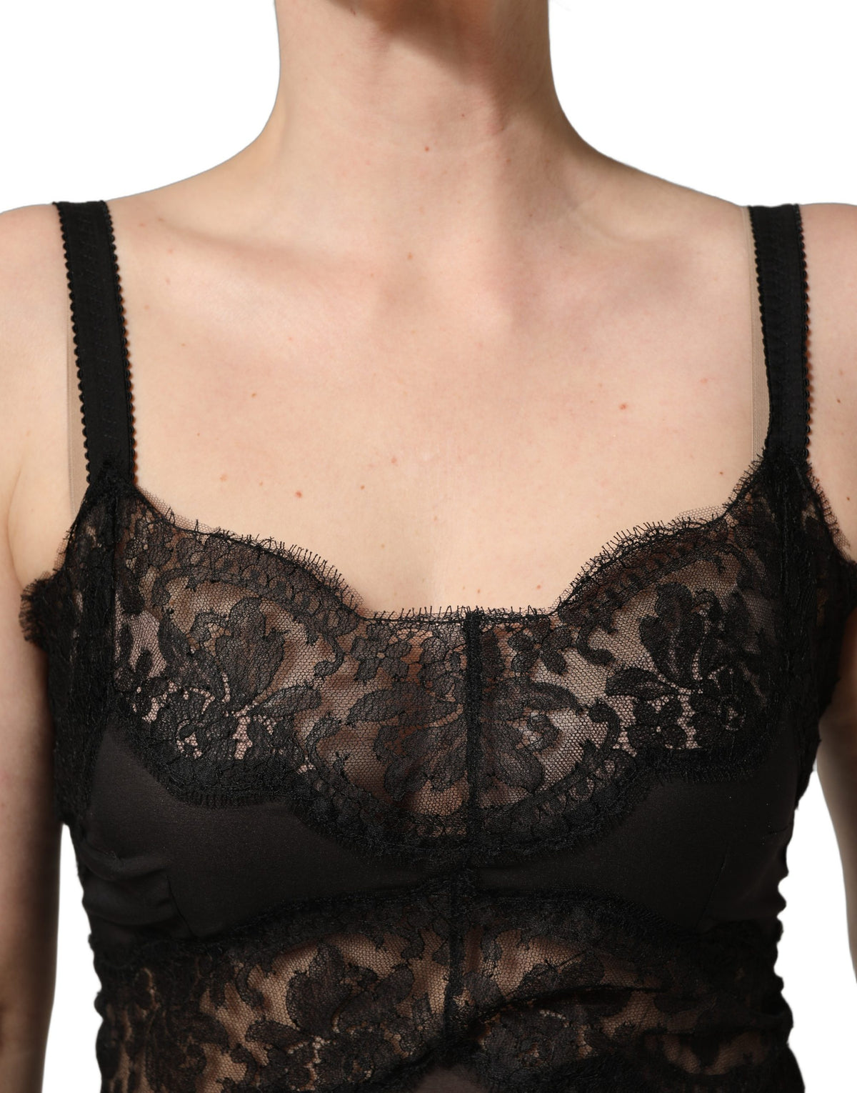 Dolce & Gabbana Schwarzes Seiden-Spitzen-Negligé Unterwäsche Chemise Nachtwäsche