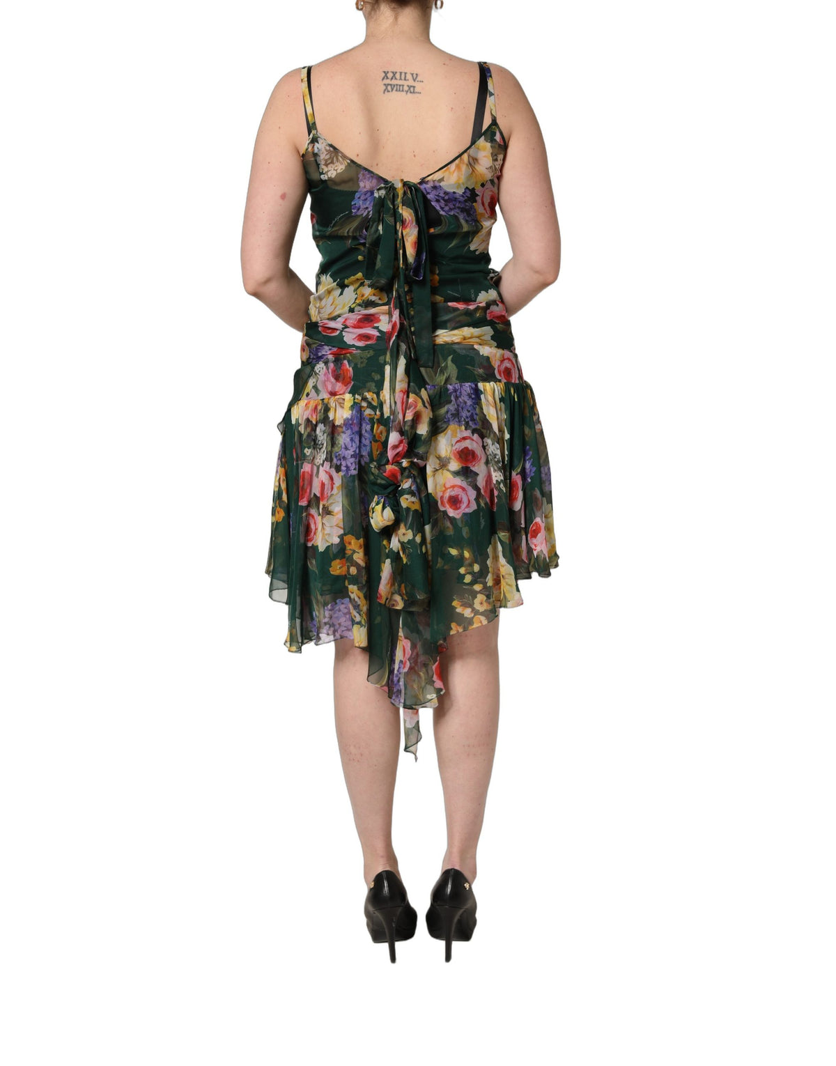 Dolce & Gabbana Ärmelloses Minikleid mit mehrfarbigem Blumendruck