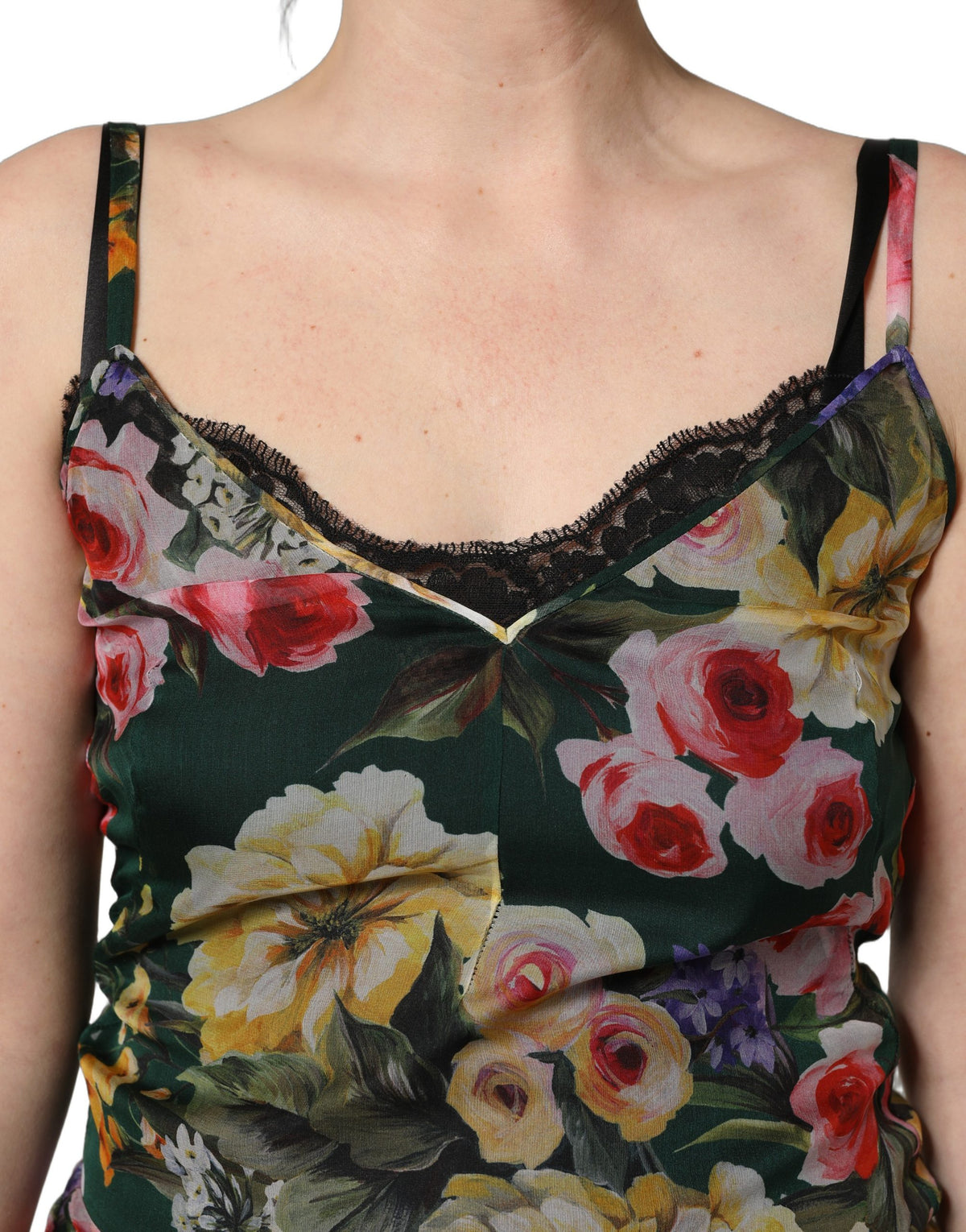 Dolce & Gabbana Ärmelloses Minikleid mit mehrfarbigem Blumendruck