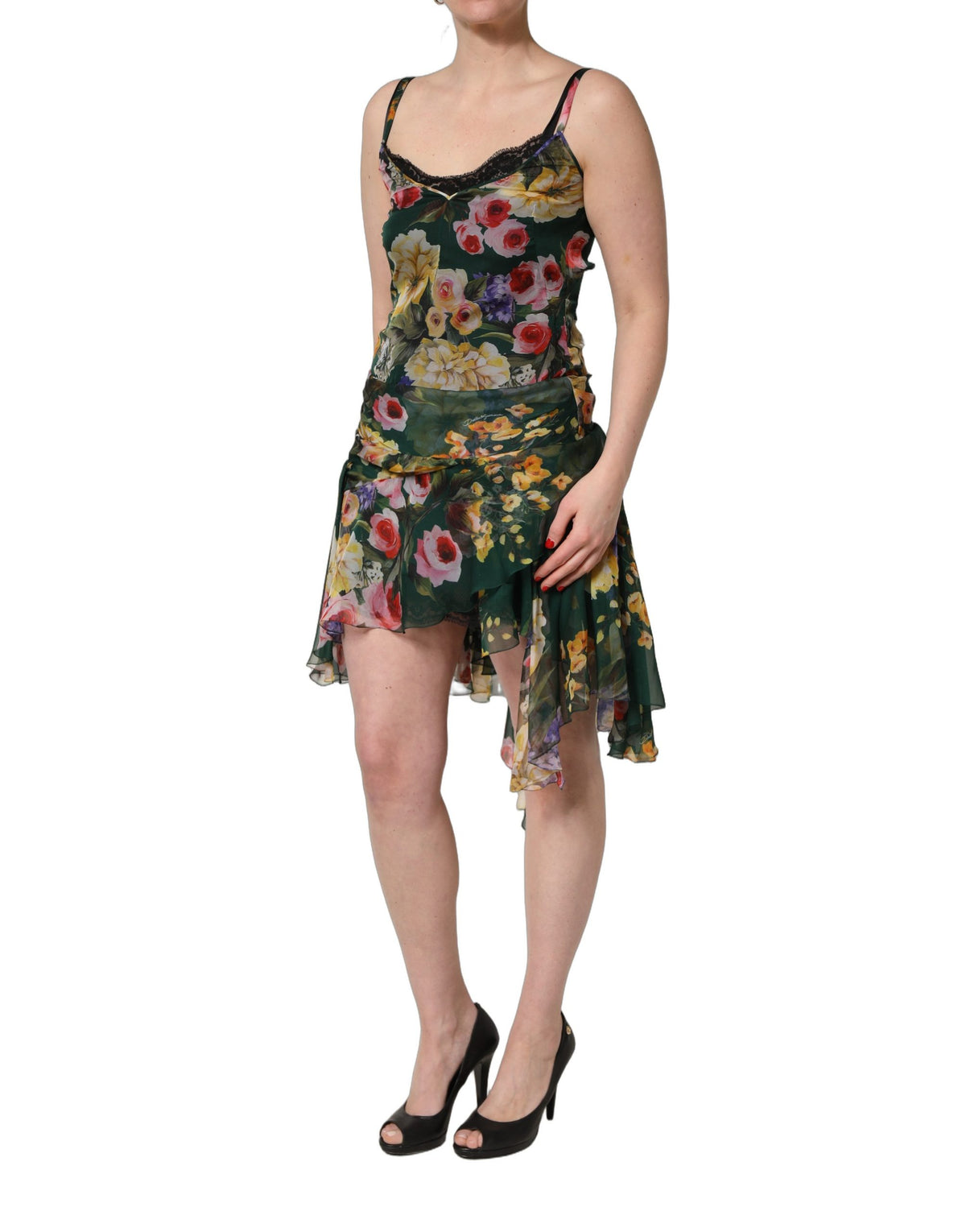 Dolce & Gabbana Ärmelloses Minikleid mit mehrfarbigem Blumendruck
