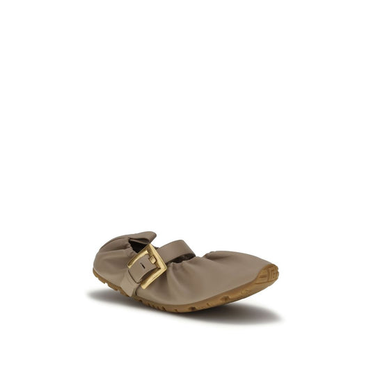 Balmain Beige Lamb Ovis Aries Aries Ballet Flats