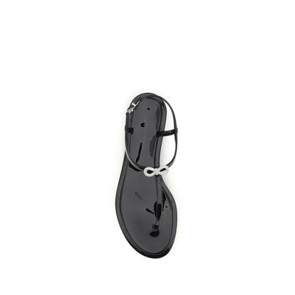 MACH & MACH Black Rubber Flat Sandals