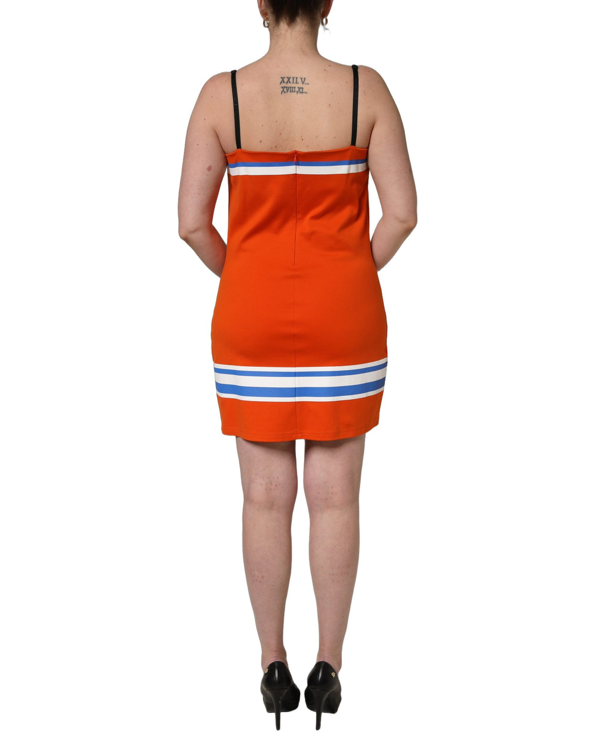Dolce & Gabbana orangefarbenes Mini-Kleid aus Baumwolle im Superbowl-Football-Design