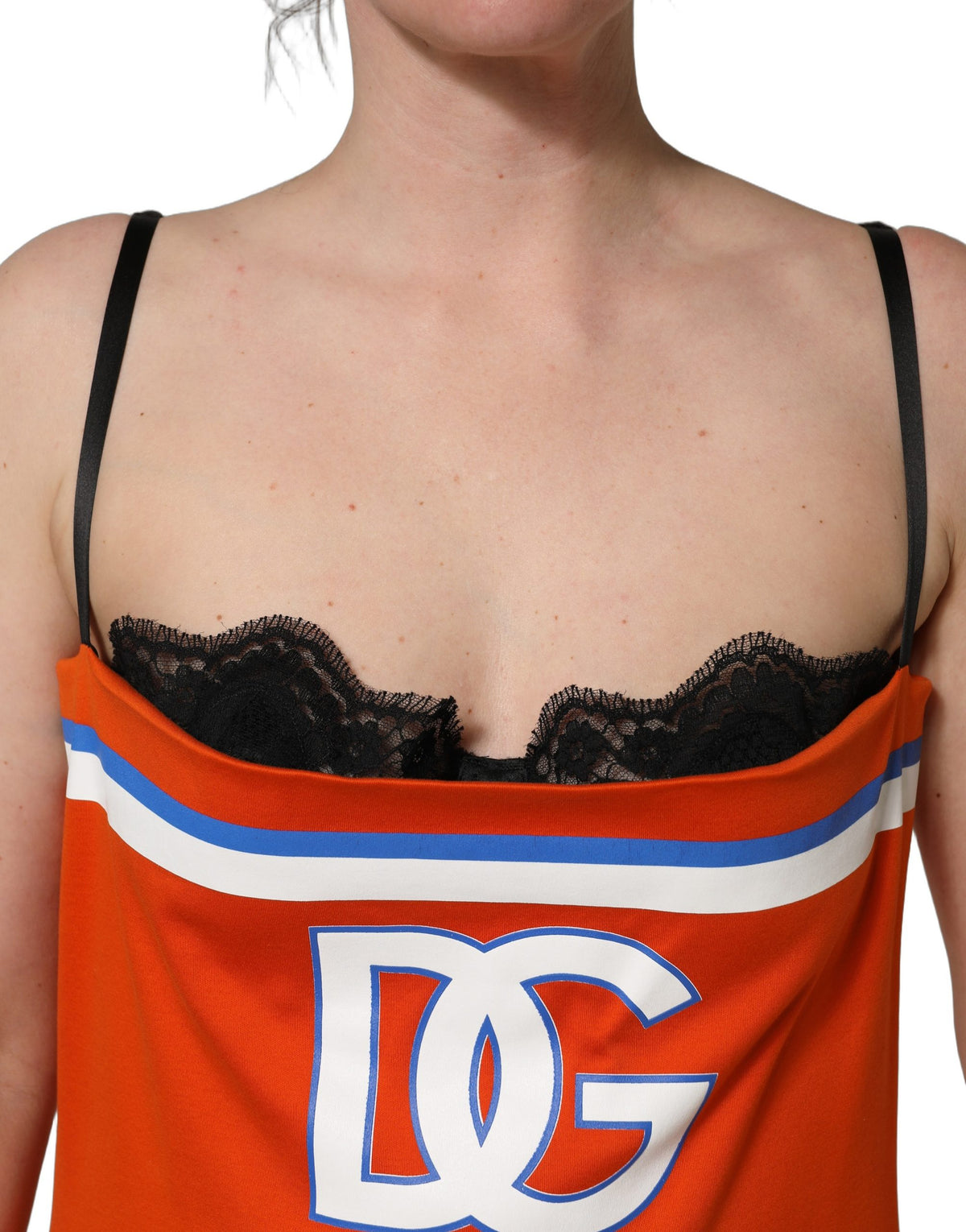 Dolce & Gabbana orangefarbenes Mini-Kleid aus Baumwolle im Superbowl-Football-Design