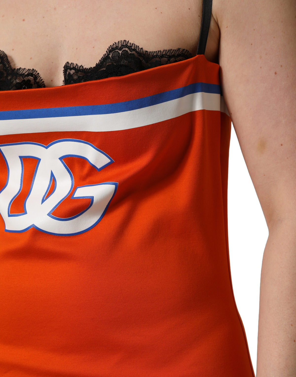 Dolce & Gabbana orangefarbenes Mini-Kleid aus Baumwolle im Superbowl-Football-Design