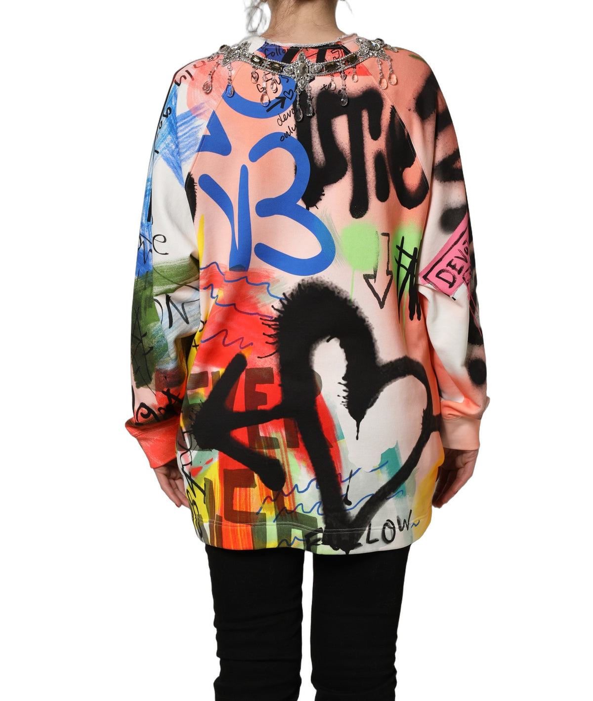 Dolce & Gabbana Sweatshirt mit mehrfarbigen Verzierungen und Graffiti-Print