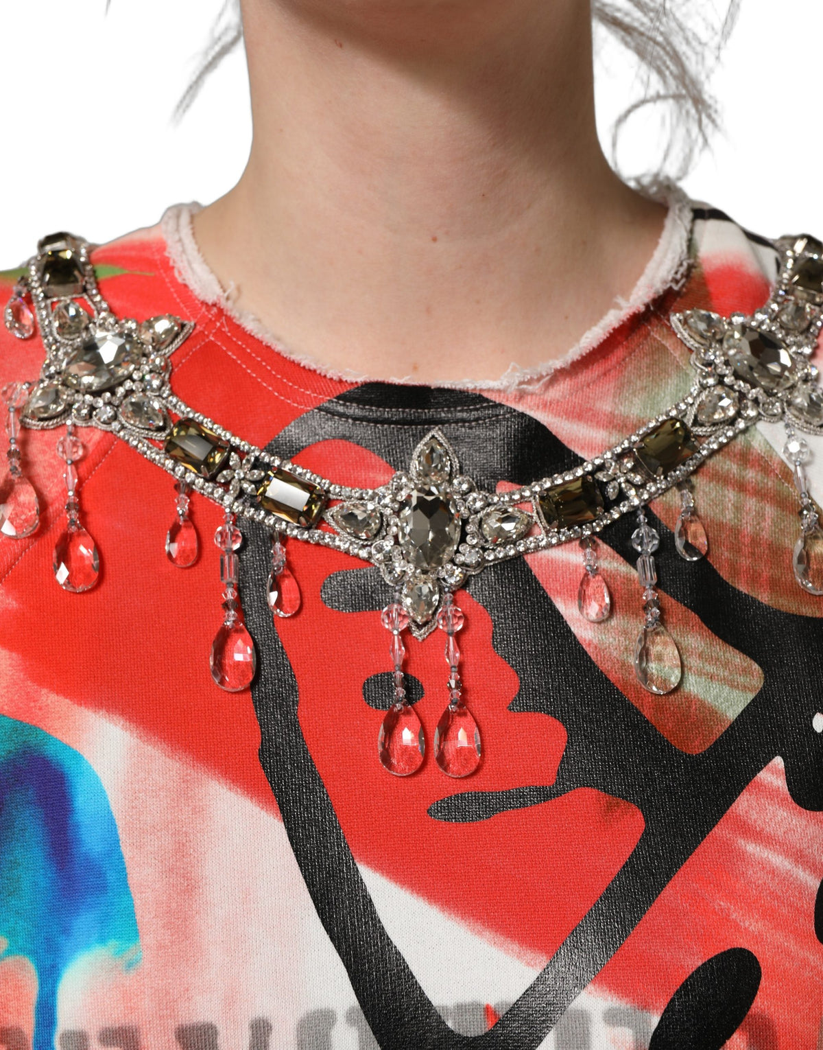 Dolce & Gabbana Sweatshirt mit mehrfarbigen Verzierungen und Graffiti-Print