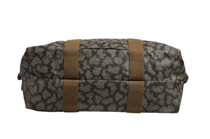 Saint Laurent Green and Brown Pattern Canvas Duffel Bag