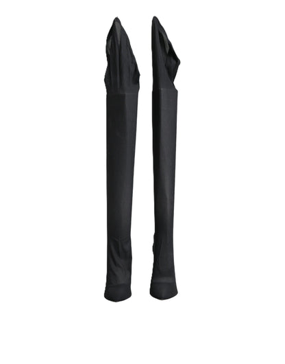 Dolce & Gabbana Black Stretch Socks Knee High Boots Shoes