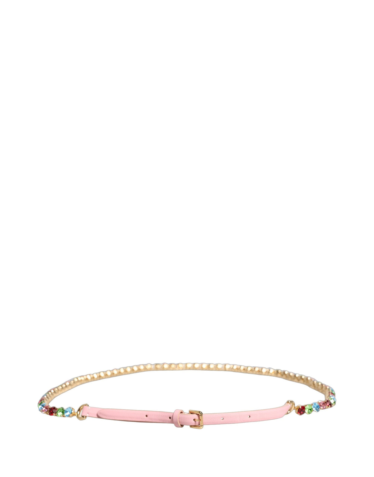 Dolce & Gabbana Gürtel aus rosa Leder mit Ketten- und Kristallverzierung