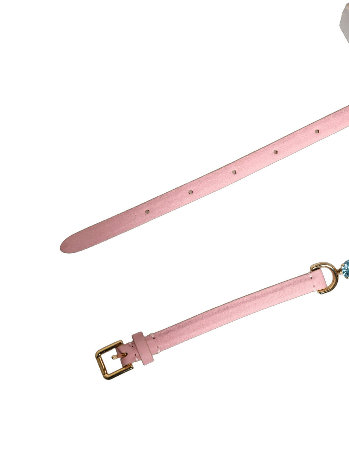 Dolce & Gabbana Gürtel aus rosa Leder mit Ketten- und Kristallverzierung