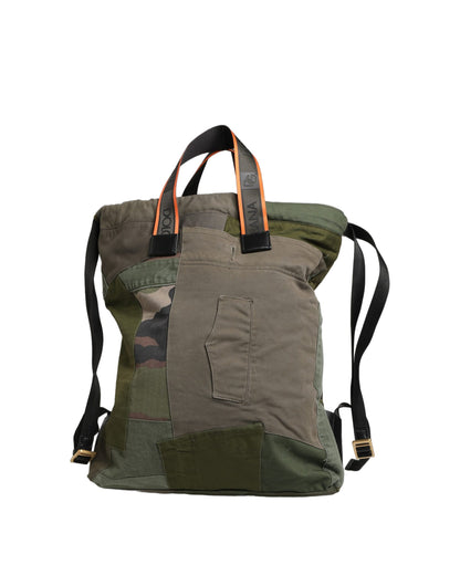 Dolce & Gabbana Military Green Patchwork Rucksack Backpack Borse Men Bag