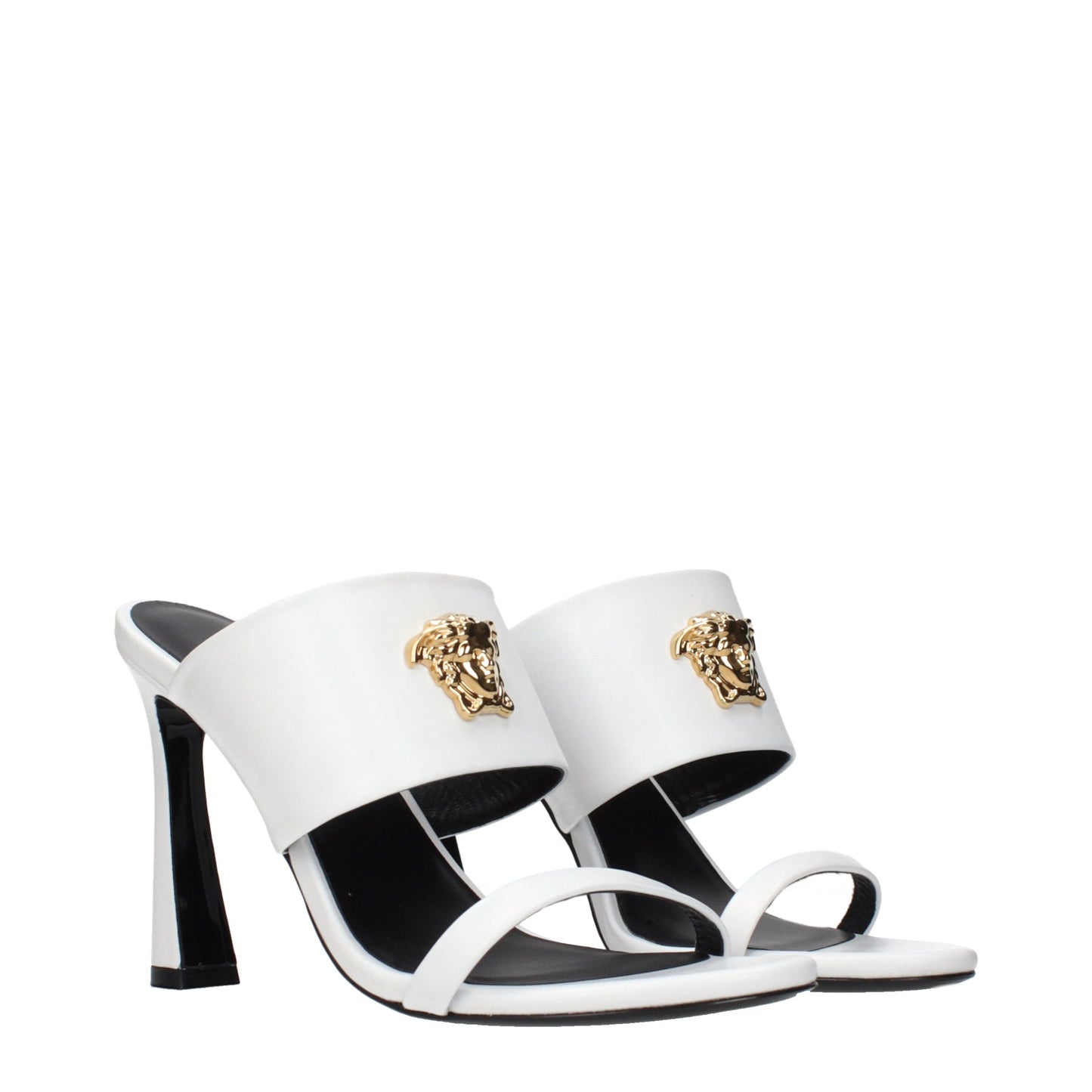 Versace White Leather Stiletto Heel Sandals