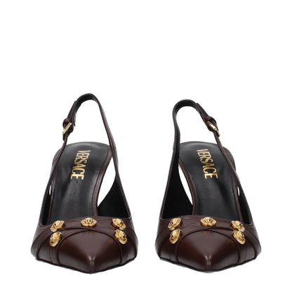 Versace Brown Leather High Heel Pumps