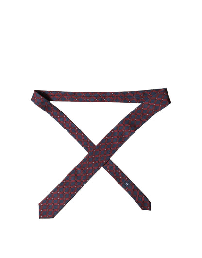 Dolce & Gabbana Blue Red Patterned 100% Silk Adjustable Men Necktie Tie