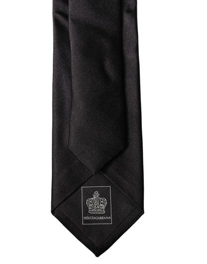 Dolce & Gabbana Black Solid Silk Satin Wide Adjustable Men Necktie Tie