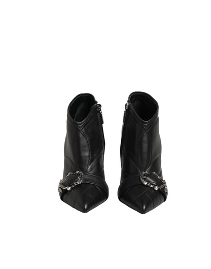 Dolce & Gabbana Black Devotion Quilted Buckled Boots Shoes