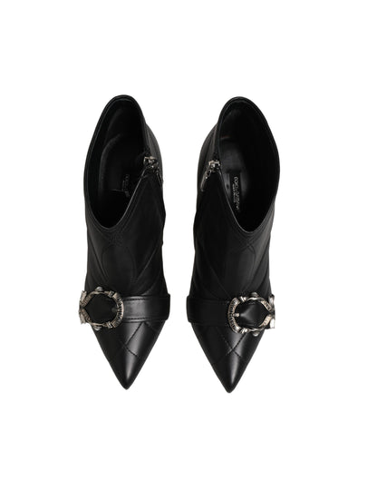 Dolce & Gabbana Black Devotion Quilted Buckled Boots Shoes