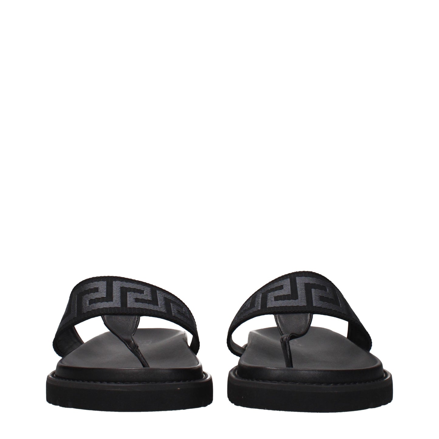 Versace Black Fabric Flip-Flop Sandals