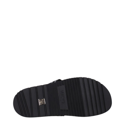 Versace Black Fabric Flip-Flop Sandals