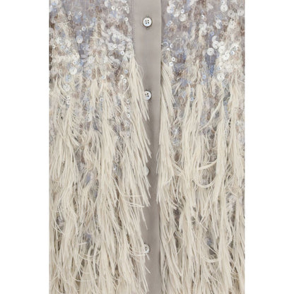 Brunello Cucinelli Beige Silk Shortsleeve Shirt