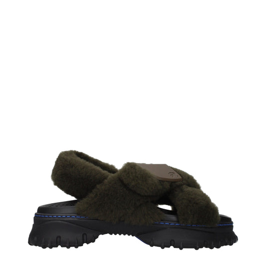 Burberry Green Fur Slippers