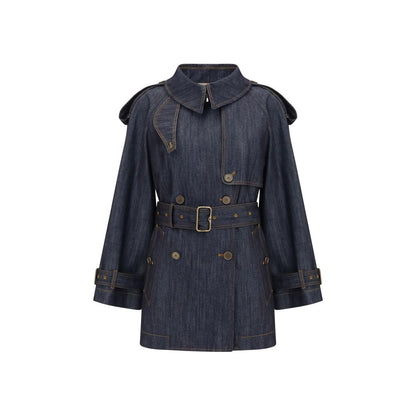 Burberry Blue Cotton Trench Coat