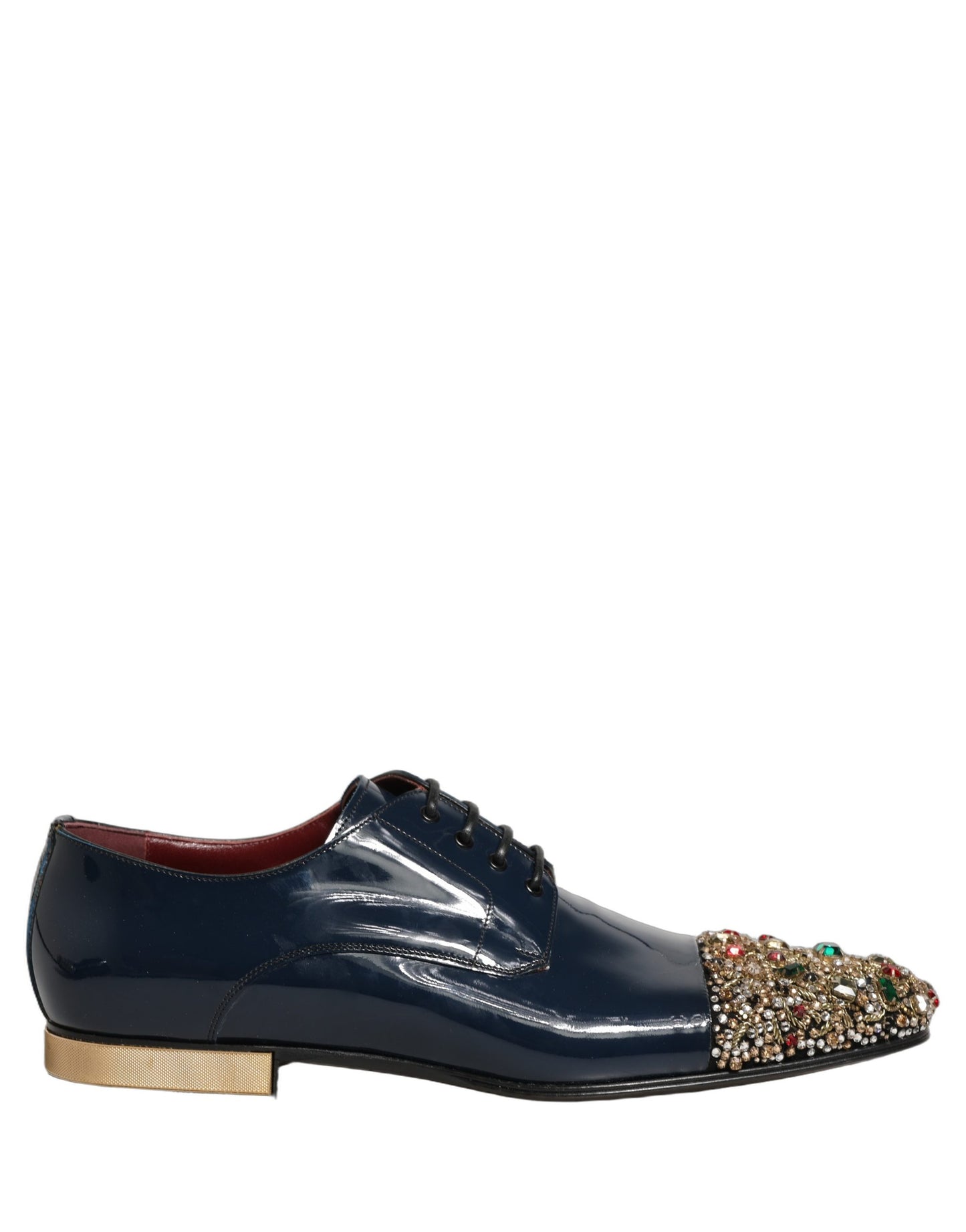 Dolce & Gabbana Blue Embellished Men Derby Dress Formal Shoes