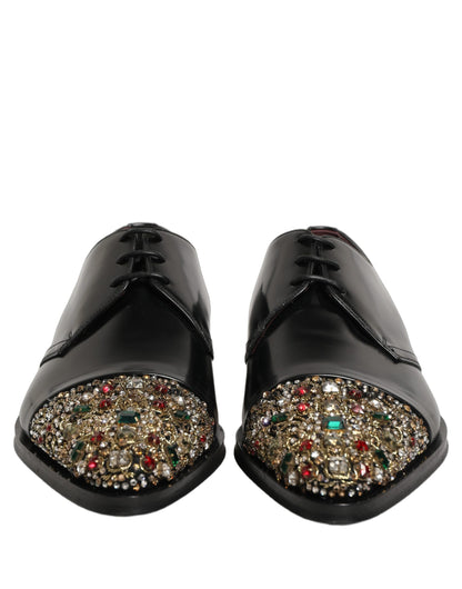 Dolce & Gabbana Black Embellished Derby Dress Formal Shoes