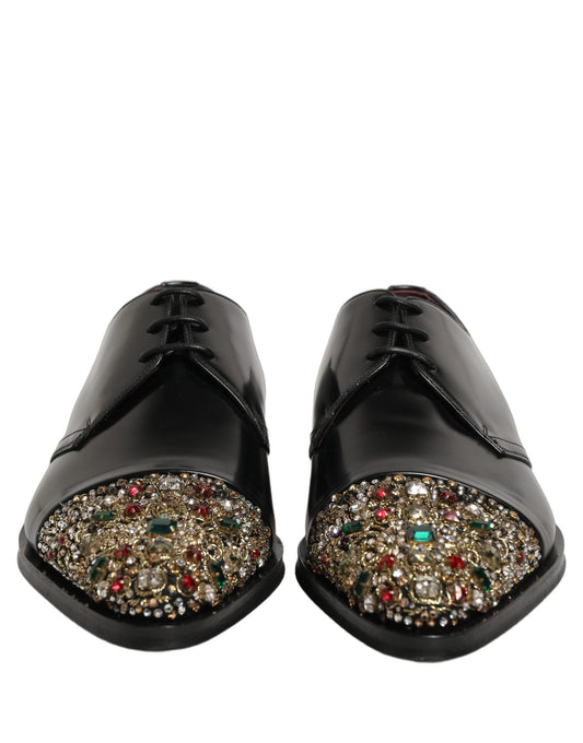 Dolce & Gabbana Black Embellished Derby Dress Formal Shoes