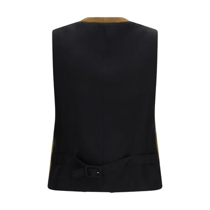 Burberry Brown Wool Oves Aries Sleeveless Jacket