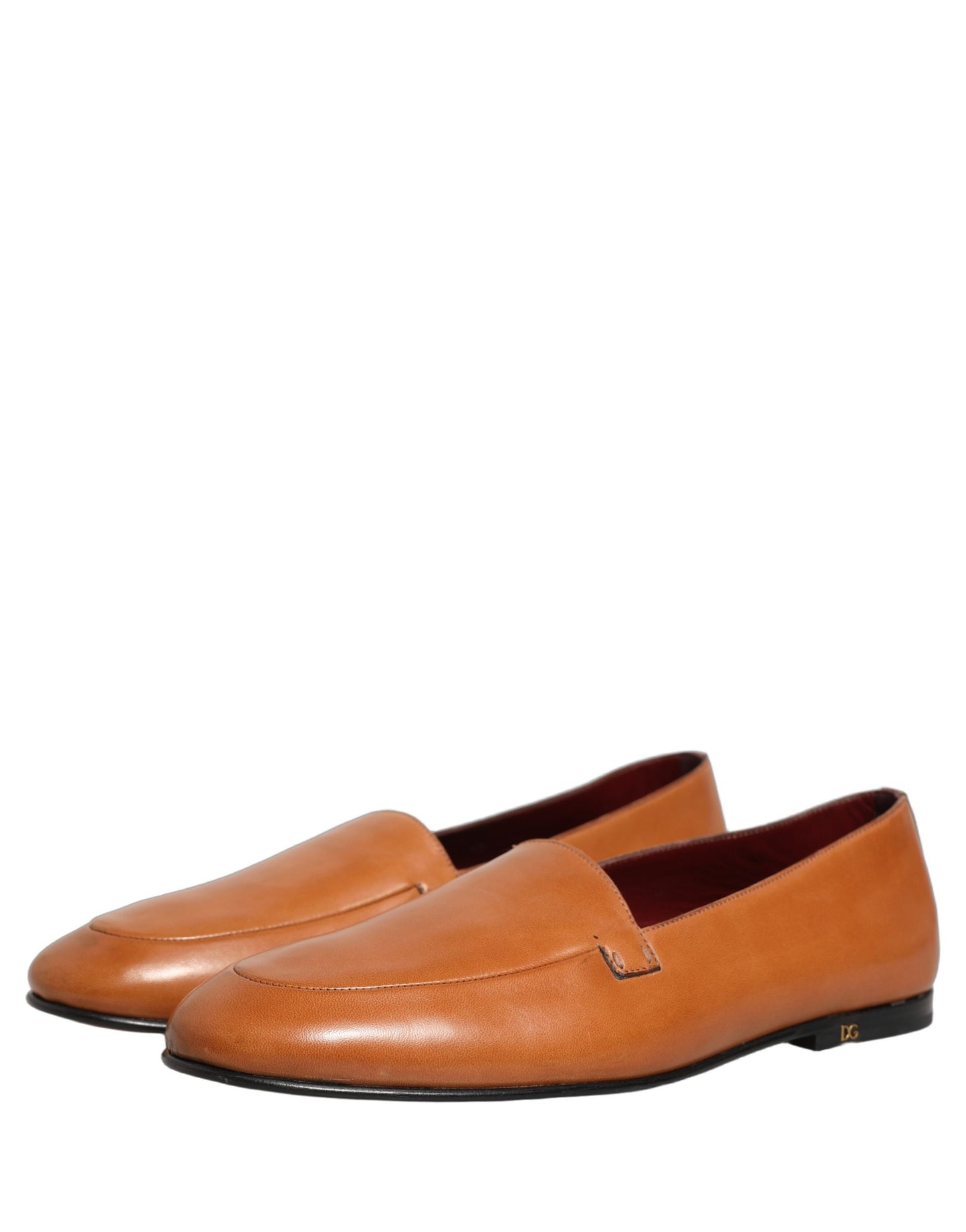 Dolce & Gabbana Brown Leather Logo Slip On Men Loafers Shoes