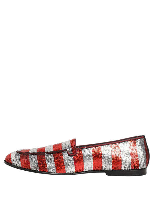 Dolce & Gabbana Multicolor Flag Sequin Dress Loafers Shoes