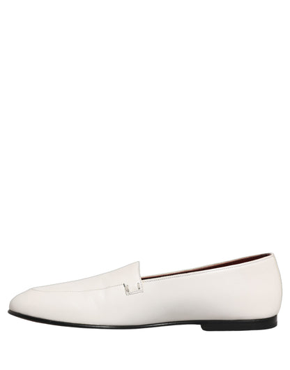 Dolce & Gabbana White Leather Logo Slip On Men Loafers Shoes